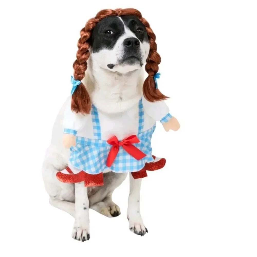 Halloween Medium Pet Dog Cat Costume Dorothy Wicked Wizard of Oz Ruby Slippers